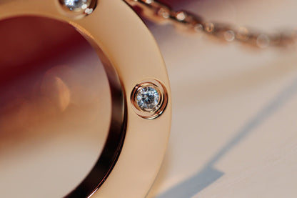 Miro LOVE NECKLACE 16MM 6 DIAMONDS PINK GOLD