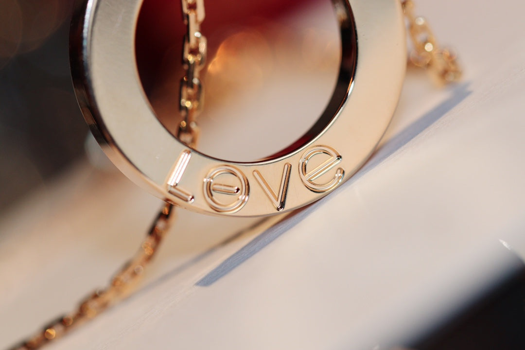 Miro LOVE NECKLACE 16MM 6 DIAMONDS PINK GOLD