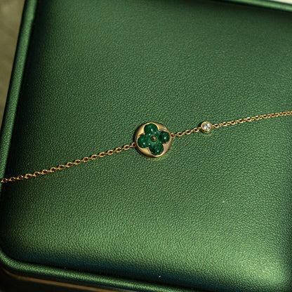 Miro SUN MALACHITE 1 DIAMOND PINK GOLD BRACELET