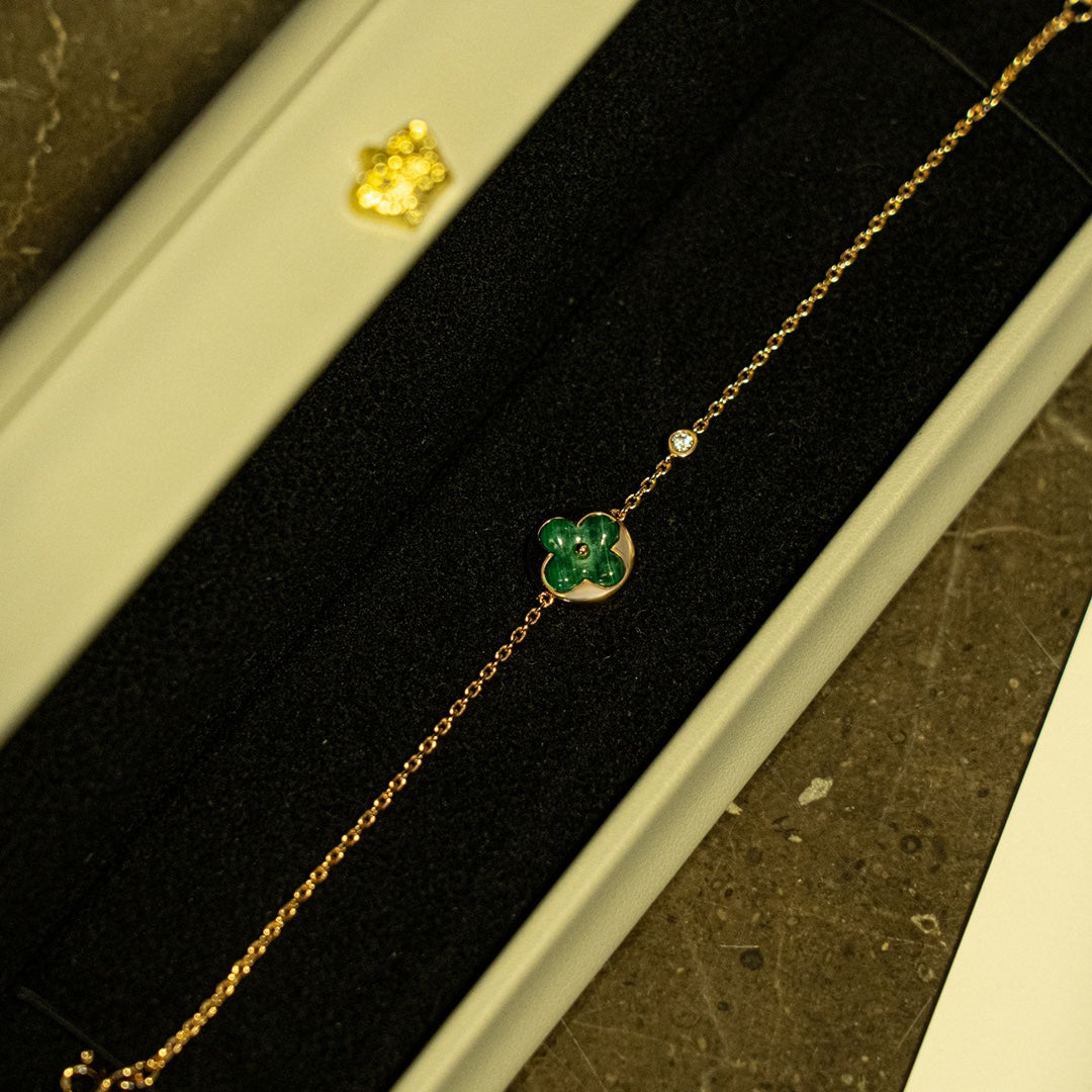 Miro SUN MALACHITE 1 DIAMOND PINK GOLD BRACELET