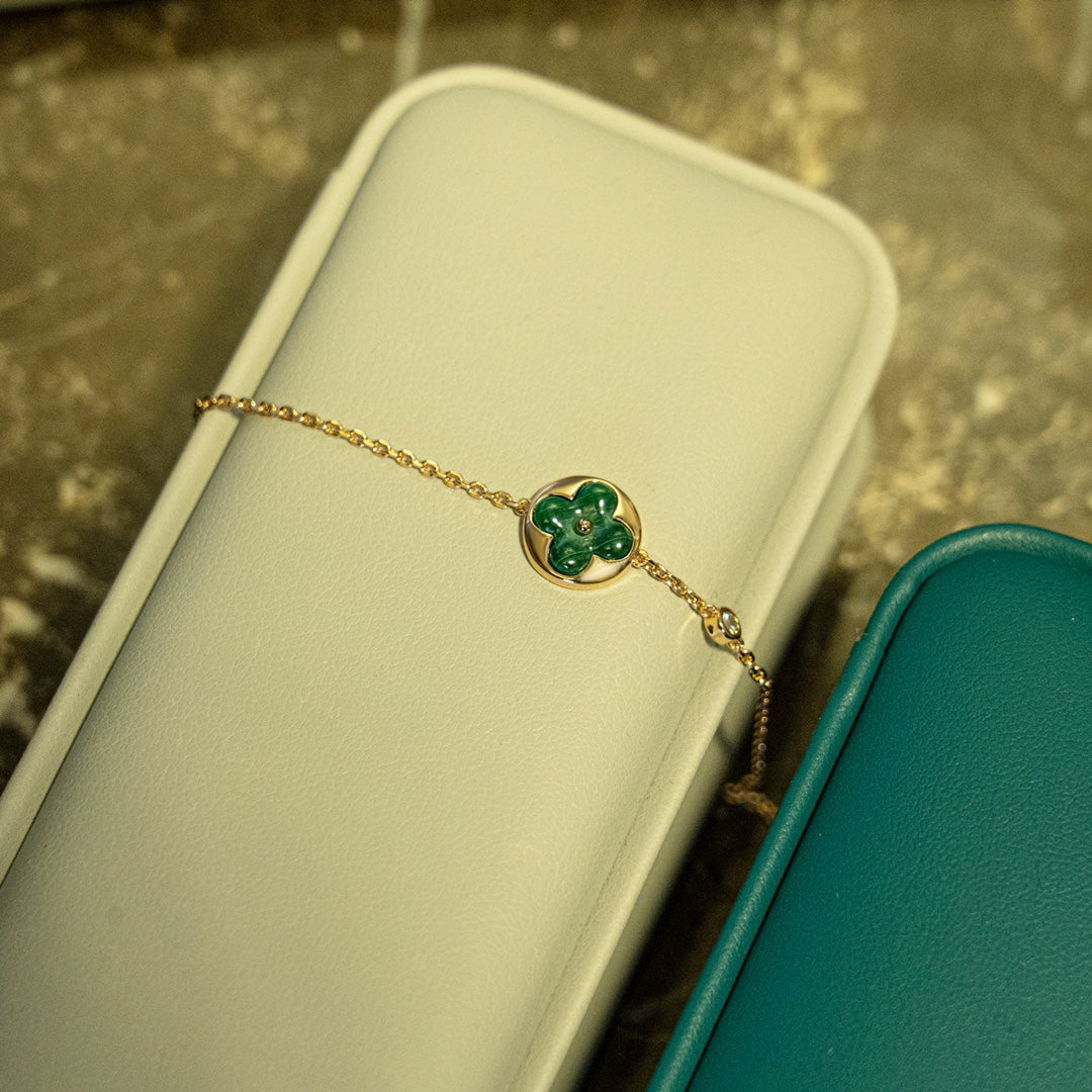 Miro SUN MALACHITE 1 DIAMOND PINK GOLD BRACELET