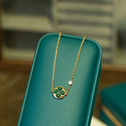 Miro SUN MALACHITE 1 DIAMOND PINK GOLD BRACELET
