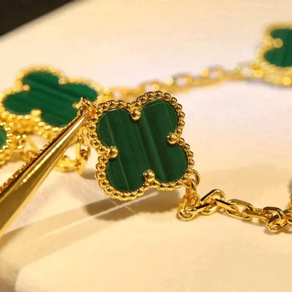 [Miro ]New  CLOVER 5 MOTIF MALACHITE BRACELET COLLECTION