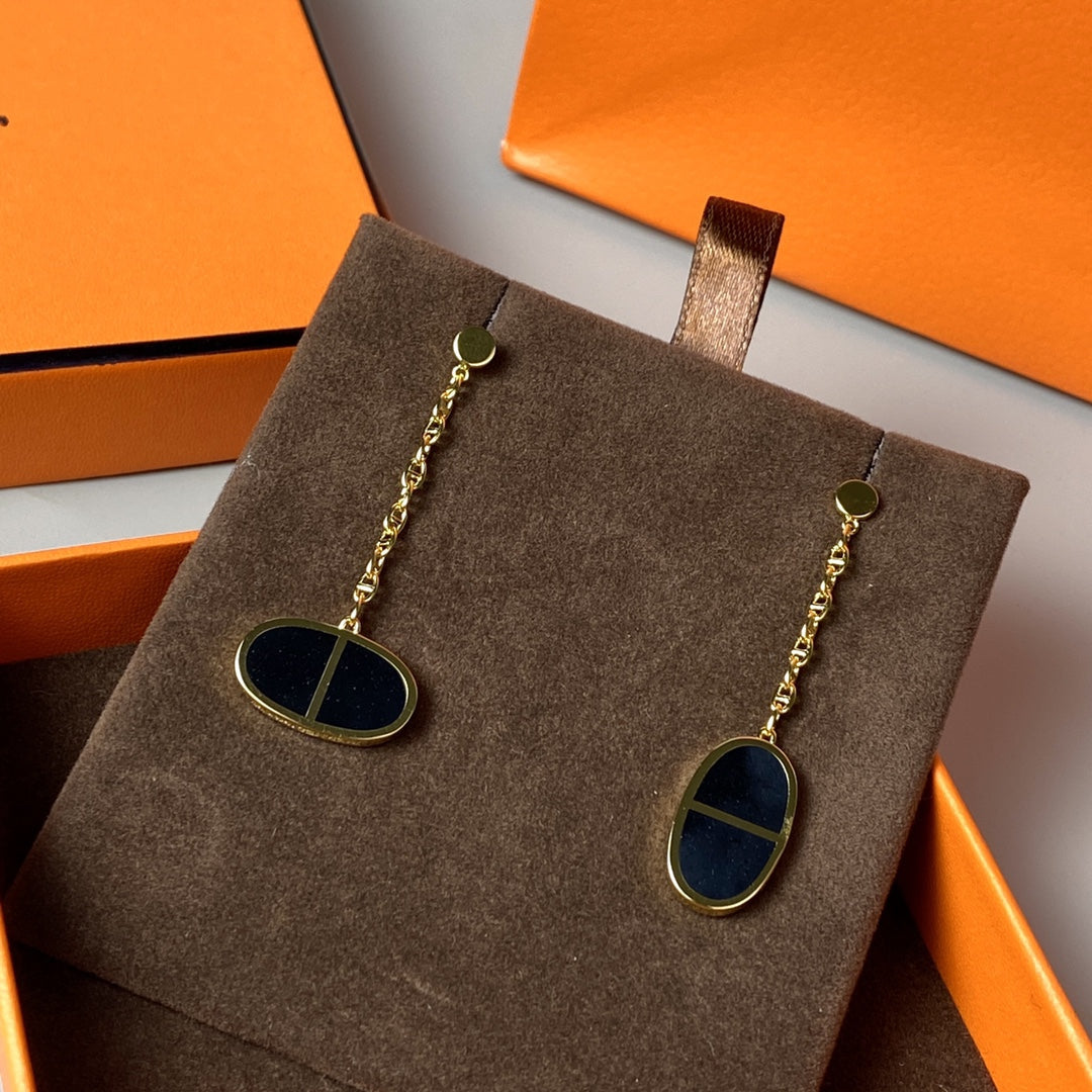Miro CHAINE VERSO BLACK CERAMIC EARRINGS