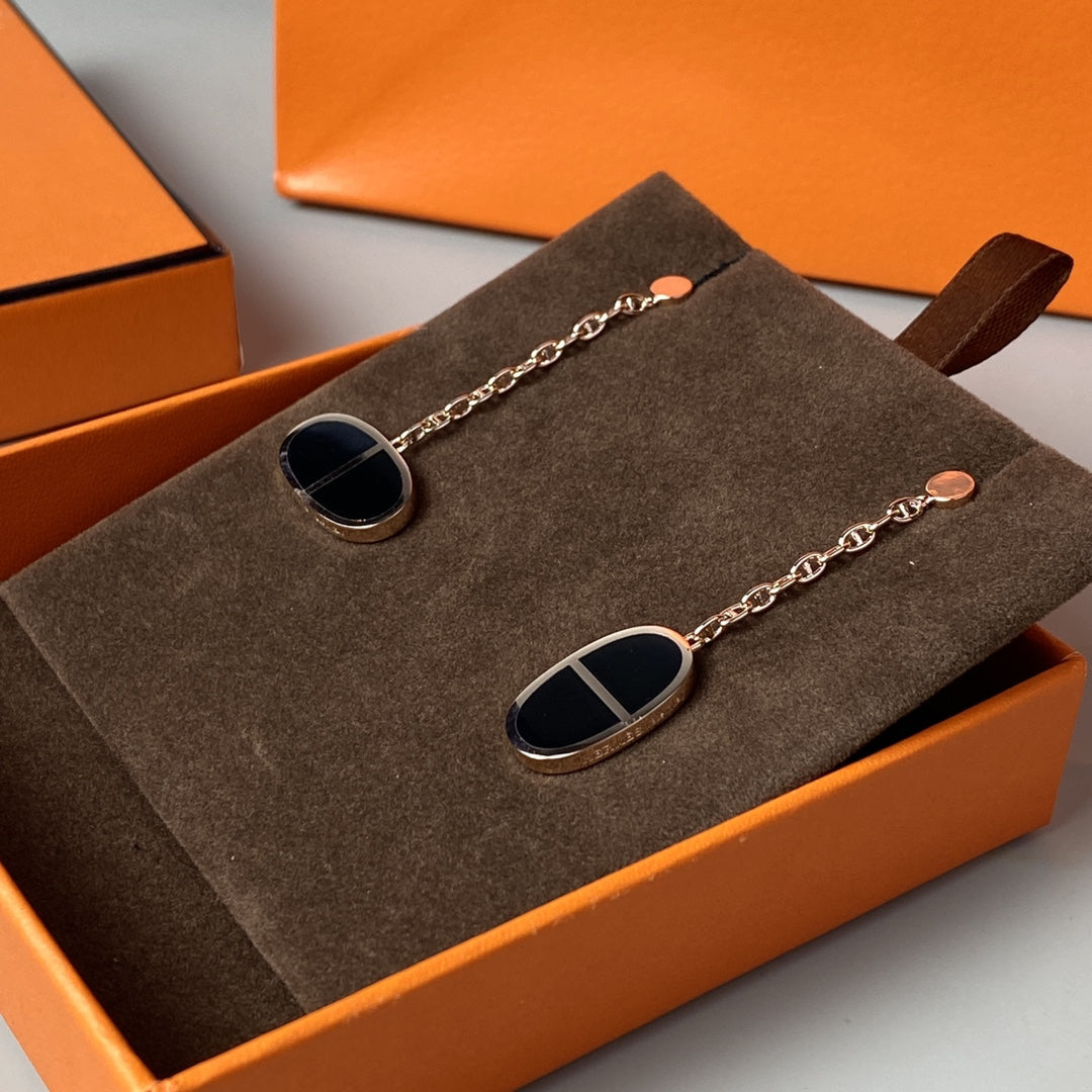 Miro CHAINE VERSO BLACK CERAMIC EARRINGS