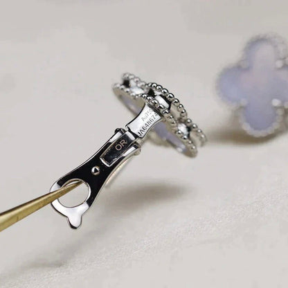 Miro CLOVER MEDIUM 1 MOTIFS  WHITE MOP EARRINGS SILVER