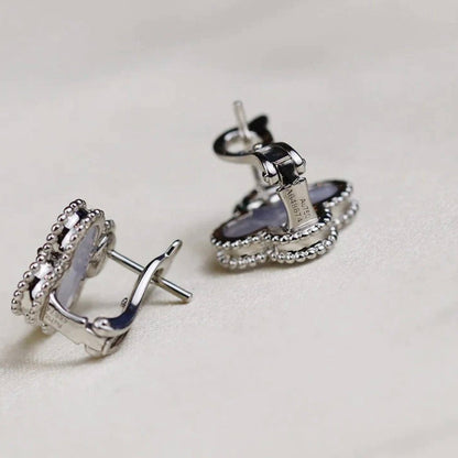 Miro CLOVER MEDIUM 1 MOTIFS  WHITE MOP EARRINGS SILVER