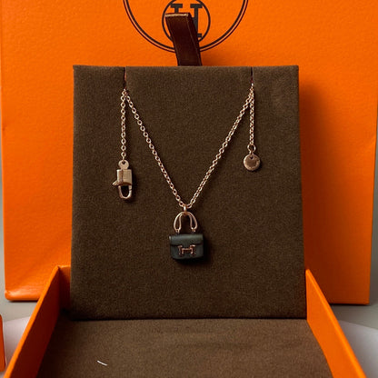 Miro CONSTANCE BLACK PEDANT PINK GOLD NECKLACE