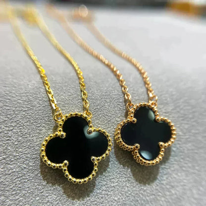 ミロ クローバー 15mm ブラックオニキス シングル フラワー ネックレス