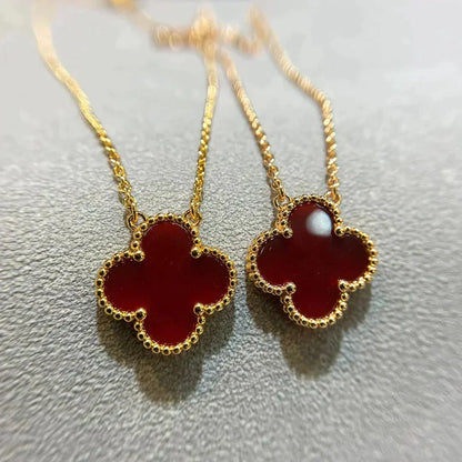 Miro CLOVER 15MM CARNELIAN SINGLE FLOWER NECKLACE