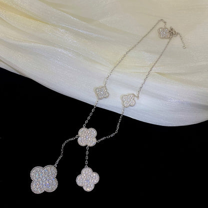 Miro CLOVER 5 MOTIFS SILVER DIAMONDS NECKLACE