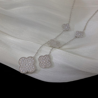 Miro CLOVER 5 MOTIFS SILVER DIAMONDS NECKLACE