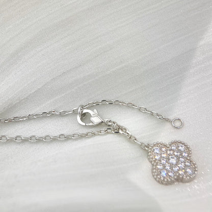 Miro CLOVER 5 MOTIFS SILVER DIAMONDS NECKLACE