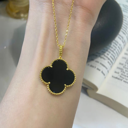 Miro CLOVER 25MM NECKLACE GOLD ONYX