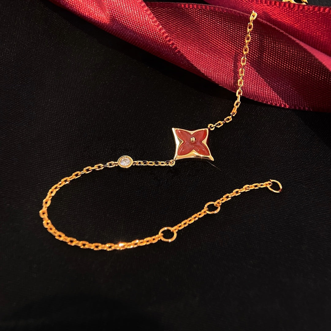 Miro COLOR STAR CARNELIAN PINK GOLD DIAMOND BRACELET