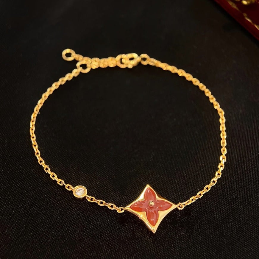 Miro COLOR STAR CARNELIAN PINK GOLD DIAMOND BRACELET