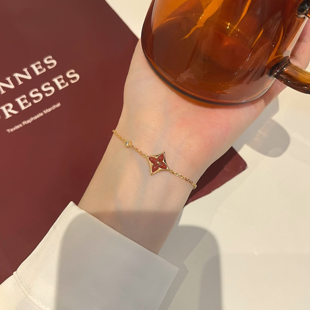 Miro COLOR STAR CARNELIAN PINK GOLD DIAMOND BRACELET
