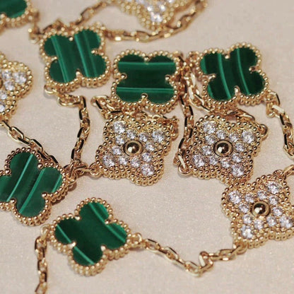 Miro CLOVER 20 MOTIFS MALACHITE DIAMOND NECKLACE