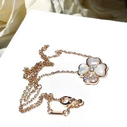 Miro CLOVER MOP DIAMOND ROSE GOLD NECKLACE