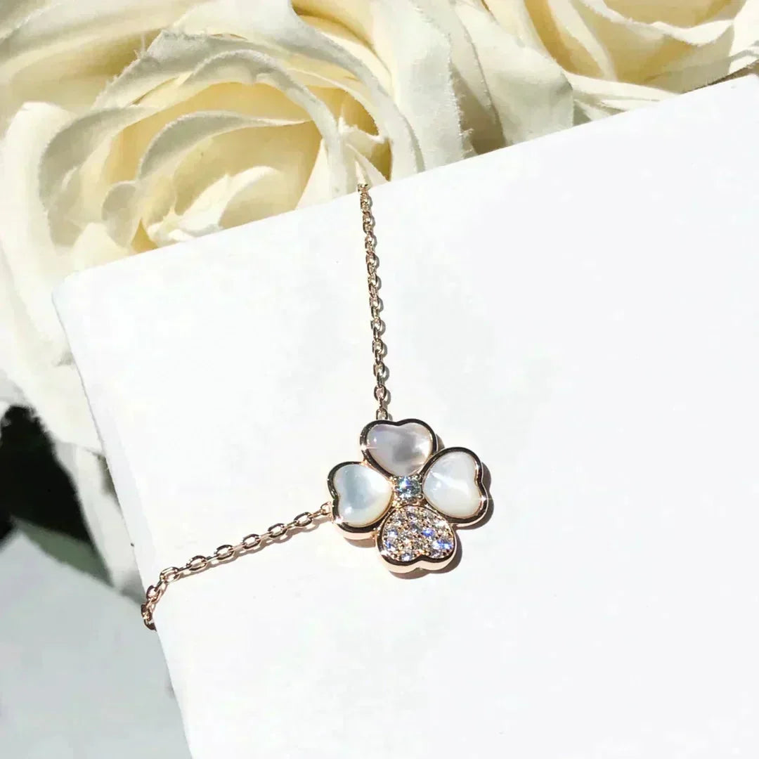 Miro CLOVER MOP DIAMOND ROSE GOLD NECKLACE