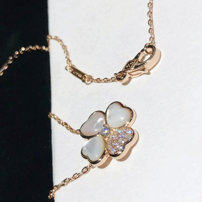 Miro CLOVER MOP DIAMOND ROSE GOLD NECKLACE