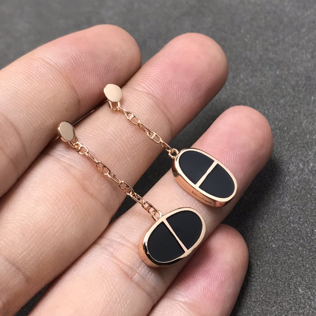Miro CHAINE VERSO BLACK CERAMIC SILVER EARRINGS