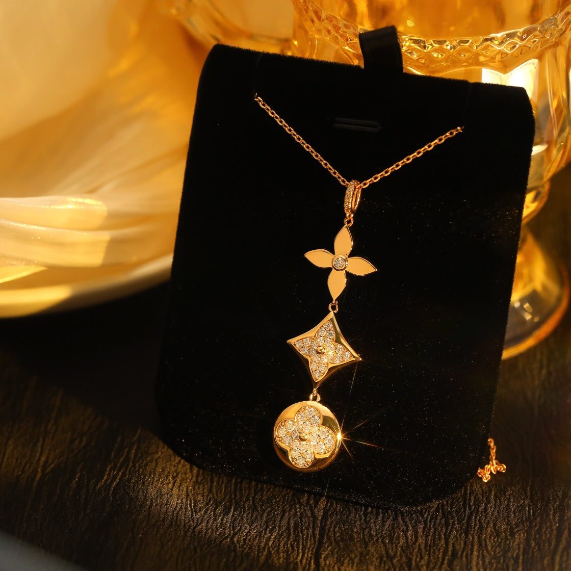 Miro STAR AND SUN DIAMOND PINK GOLD NECKLACE