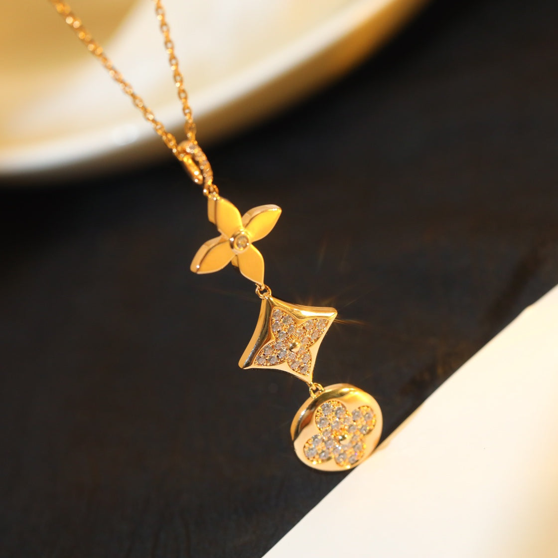 Miro STAR AND SUN DIAMOND PINK GOLD NECKLACE