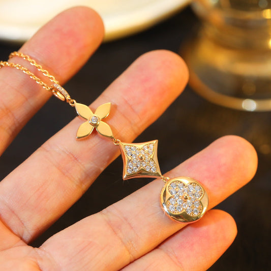Miro STAR AND SUN DIAMOND PINK GOLD NECKLACE