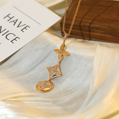Miro STAR AND SUN DIAMOND PINK GOLD NECKLACE