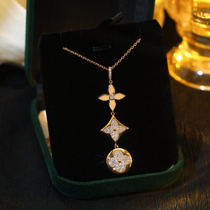 Miro STAR AND SUN DIAMOND PINK GOLD NECKLACE