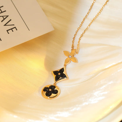 Miro STAR AND SUN ONYX PINK GOLD NECKLACE