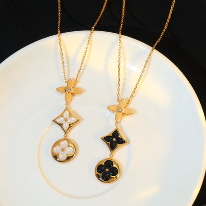 Miro STAR AND SUN ONYX PINK GOLD NECKLACE
