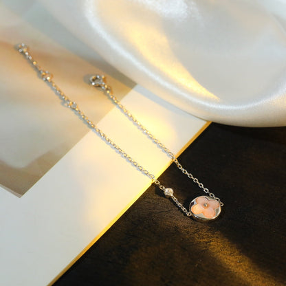 Miro SUN MOTIF PINK MOP SILVER BRACELET