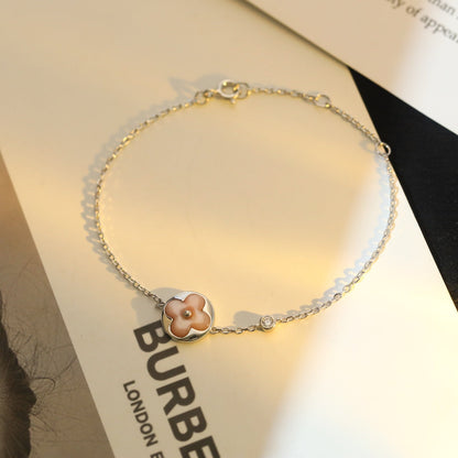 Miro SUN MOTIF PINK MOP SILVER BRACELET
