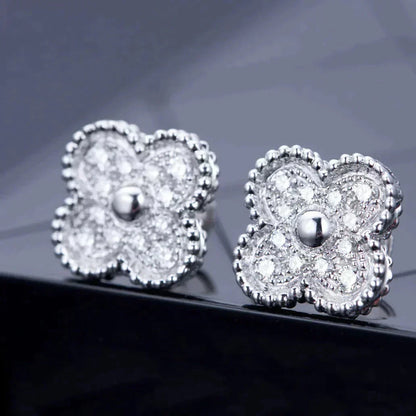 Miro CLOVER 1 MOTIFS DIAMOND STUD EARRINGS SILVER