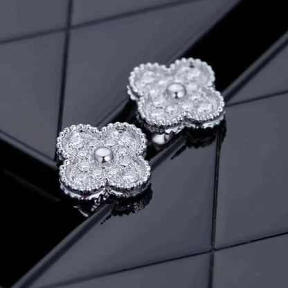 Miro CLOVER 1 MOTIFS DIAMOND STUD EARRINGS SILVER