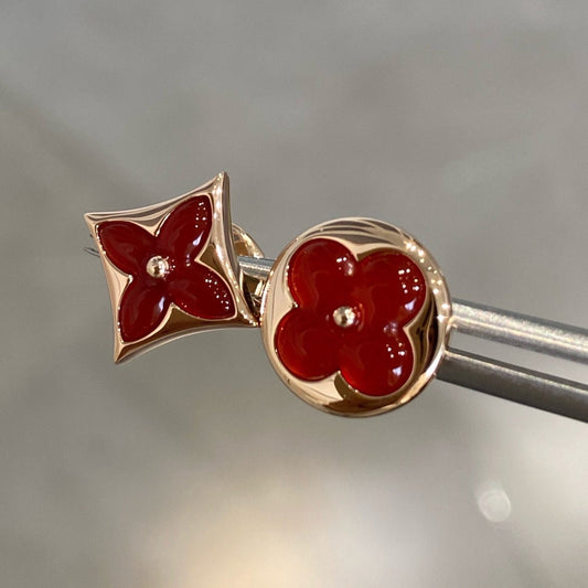 Miro STAR AND SUN PINK GOLD CARNELIAN STUD EARRINGS