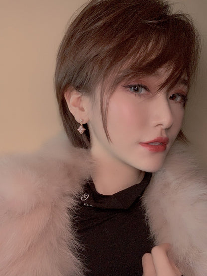Miro DOUBLE STAR PINK GOLD MOP DROP EARRINGS