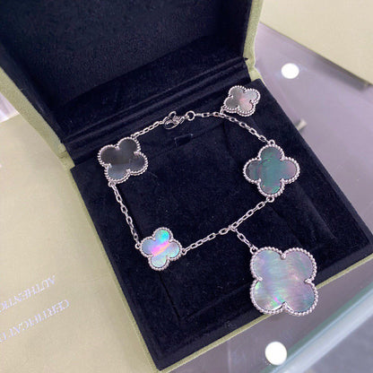 Miro CLOVER 5 MOTIFS SIVLER DARK MOP BRACELET