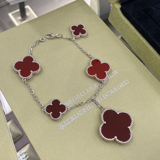 Miro CLOVER 5 MOTIFS SIVLER CARNELIAN BRACELET