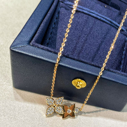 Miro STAR BLOSSOM NECKLACE PINK GOLD DIAMONDS