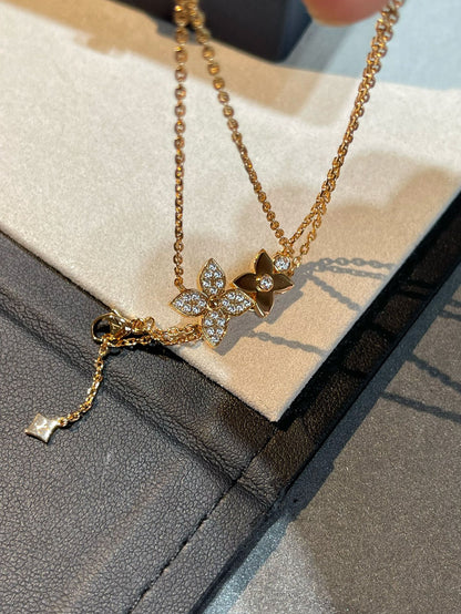 Miro STAR BLOSSOM NECKLACE PINK GOLD DIAMONDS