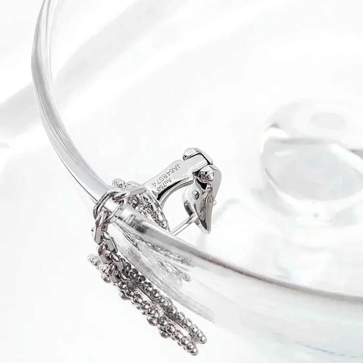 Miro CLOVER 2 MOTIFS  DIAMOND ONYX EARRINGS SILVER