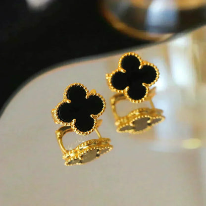 Miro CLOVER MEDIUM 1 MOTIFS  ONYX STUD EARRINGS