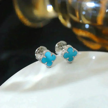 Miro CLOVER MINI 9.5MM ONYX STUD EARRINGS SILVER
