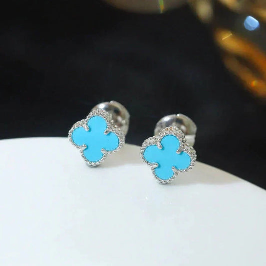 Miro CLOVER MINI 9.5MM ONYX STUD EARRINGS SILVER