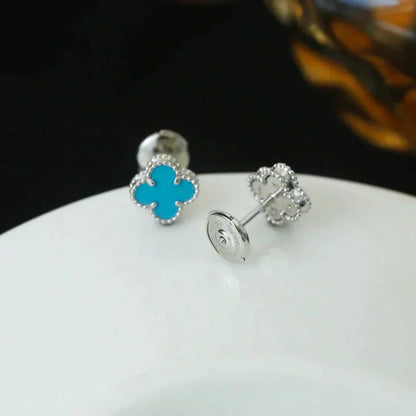Miro CLOVER MINI 9.5MM ONYX STUD EARRINGS SILVER