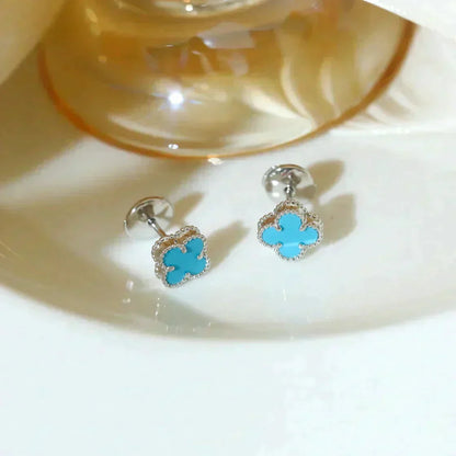 Miro CLOVER MINI 9.5MM ONYX STUD EARRINGS SILVER