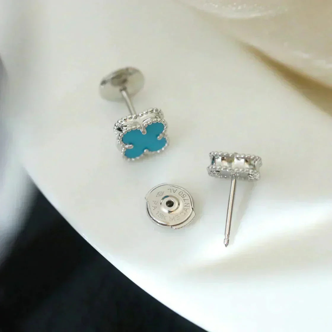 Miro CLOVER MINI 9.5MM ONYX STUD EARRINGS SILVER